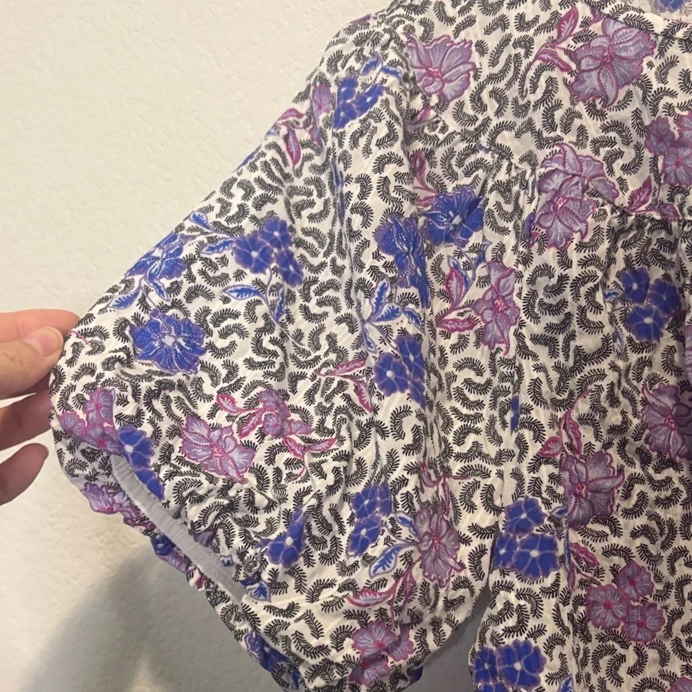 Loft Elegant purple Floral Puff Sleeve Blouse MP